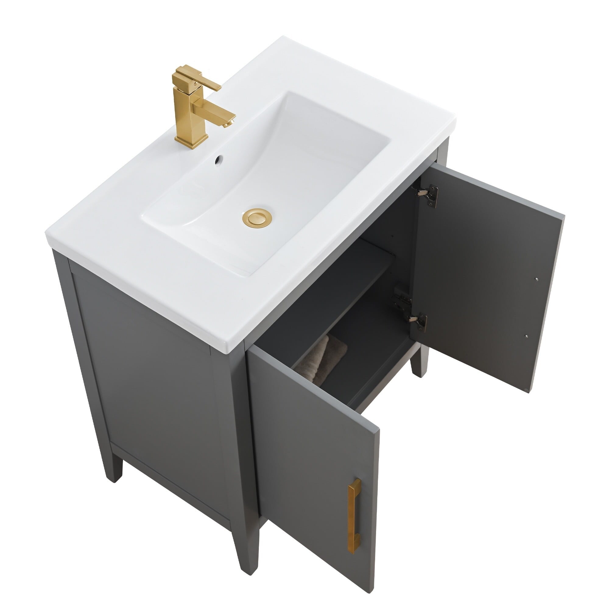 Vanity Art 20 or 24 or 30 Single Sink Bathroom Vanity Cabinet with Ceramic Top