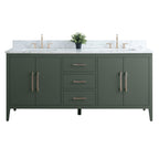 Vanity Art 72 Double Sink Bathroom Vanity Cabinet with Engineered Marble Top