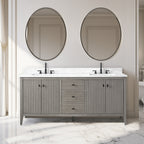 Vanity Art 72 Double Sink Bathroom Vanity Cabinet with Engineered Marble Top