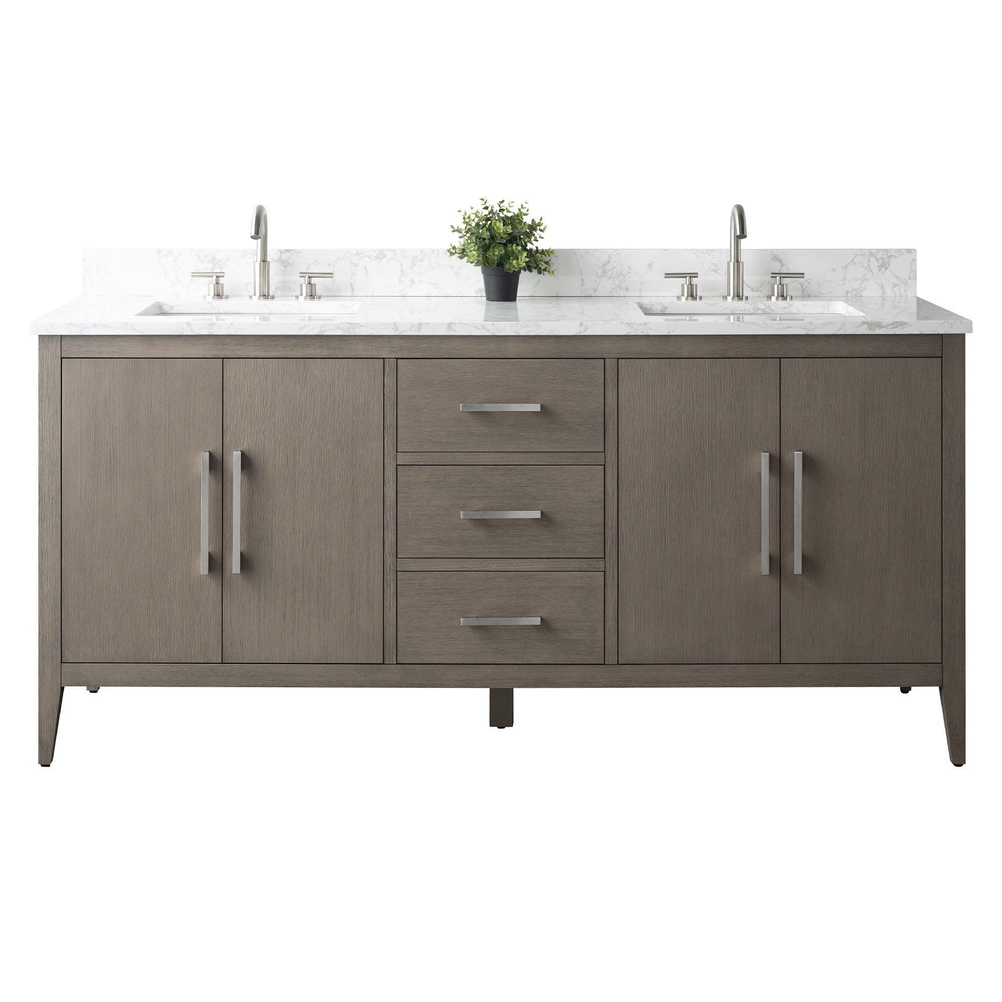 Vanity Art 72 Double Sink Bathroom Vanity Cabinet with Engineered Marble Top
