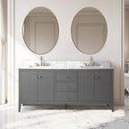 Vanity Art 72 Double Sink Bathroom Vanity Cabinet with Engineered Marble Top