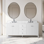 Vanity Art 72 Double Sink Bathroom Vanity Cabinet with Engineered Marble Top
