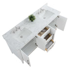 Vanity Art 72 Double Sink Bathroom Vanity Cabinet with Engineered Marble Top