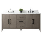 Vanity Art 72 Double Sink Bathroom Vanity Cabinet with Engineered Marble Top
