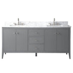 Vanity Art 72 Double Sink Bathroom Vanity Cabinet with Engineered Marble Top