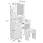 Vanity Set With Mirror and Lamp Home Makeup Dressing Table with Stool