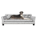 Velvet Tufted Couch Pet Bed Upholstered with Removable Cushion