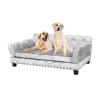 Velvet Tufted Couch Pet Bed Upholstered with Removable Cushion