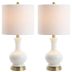 Vermont 22 Glass/Metal LED Table Lamp, White (Set of 2) by JONATHAN Y
