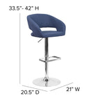 Modern Upholstered Adjustable-Height Barstool with Rounded Back