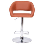 Modern Upholstered Adjustable-Height Barstool with Rounded Back