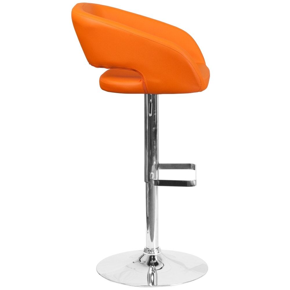 Modern Upholstered Adjustable-Height Barstool with Rounded Back