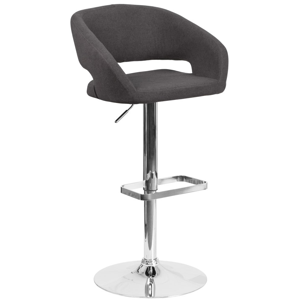 Modern Upholstered Adjustable-Height Barstool with Rounded Back