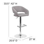 Modern Upholstered Adjustable-Height Barstool with Rounded Back