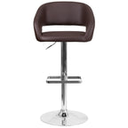 Modern Upholstered Adjustable-Height Barstool with Rounded Back