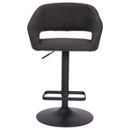 Modern Upholstered Adjustable-Height Barstool with Rounded Back