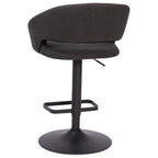 Modern Upholstered Adjustable-Height Barstool with Rounded Back