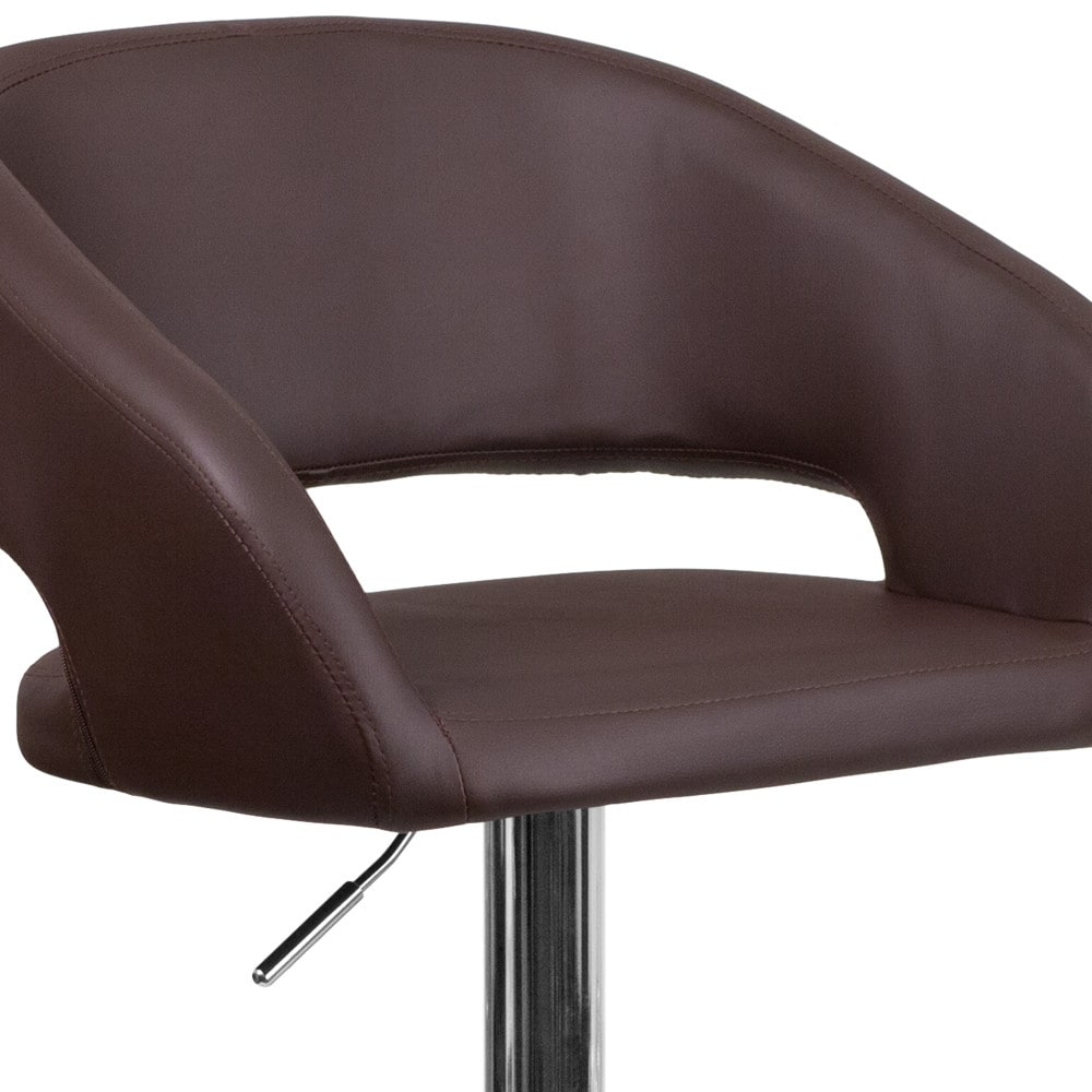 Modern Upholstered Adjustable-Height Barstool with Rounded Back