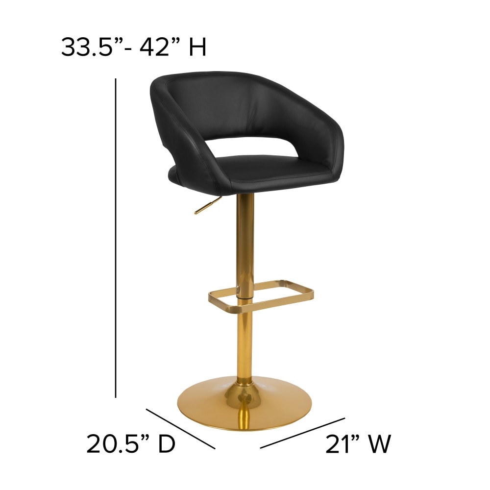 Modern Upholstered Adjustable-Height Barstool with Rounded Back