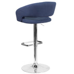 Modern Upholstered Adjustable-Height Barstool with Rounded Back