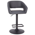 Modern Upholstered Adjustable-Height Barstool with Rounded Back