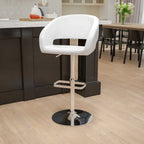 Modern Upholstered Adjustable-Height Barstool with Rounded Back