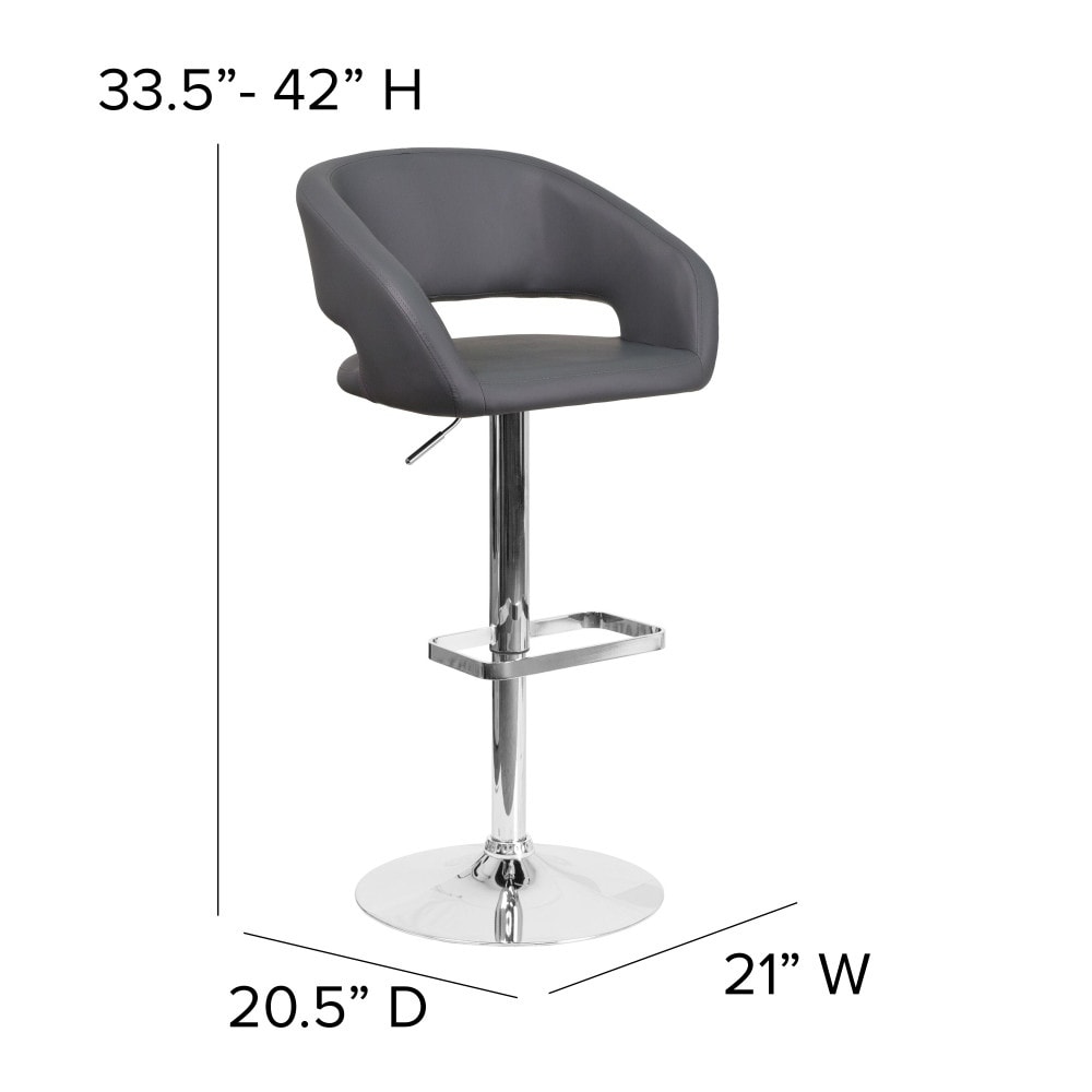 Modern Upholstered Adjustable-Height Barstool with Rounded Back