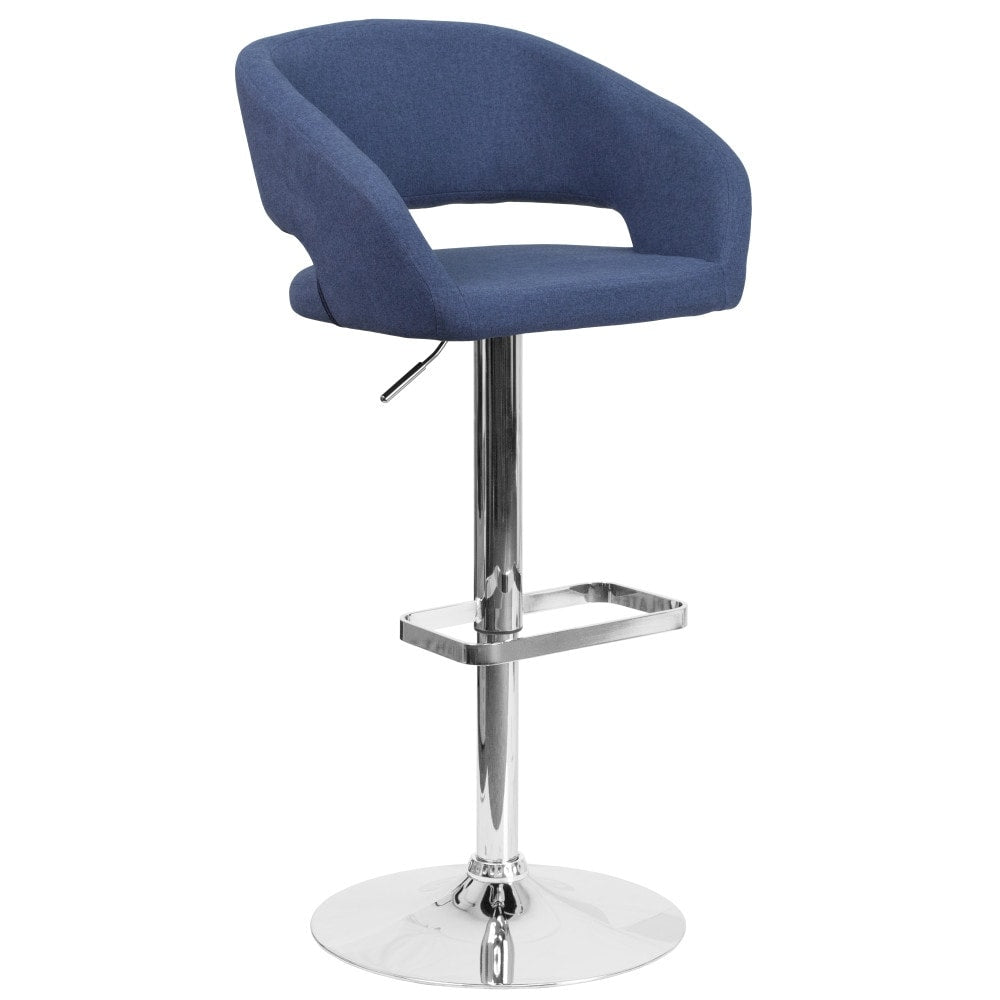 Modern Upholstered Adjustable-Height Barstool with Rounded Back