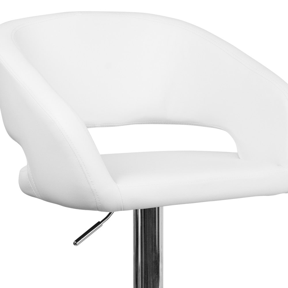 Modern Upholstered Adjustable-Height Barstool with Rounded Back
