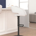 Modern Upholstered Adjustable-Height Barstool with Rounded Back