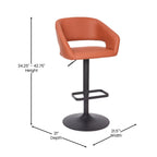 Modern Upholstered Adjustable-Height Barstool with Rounded Back