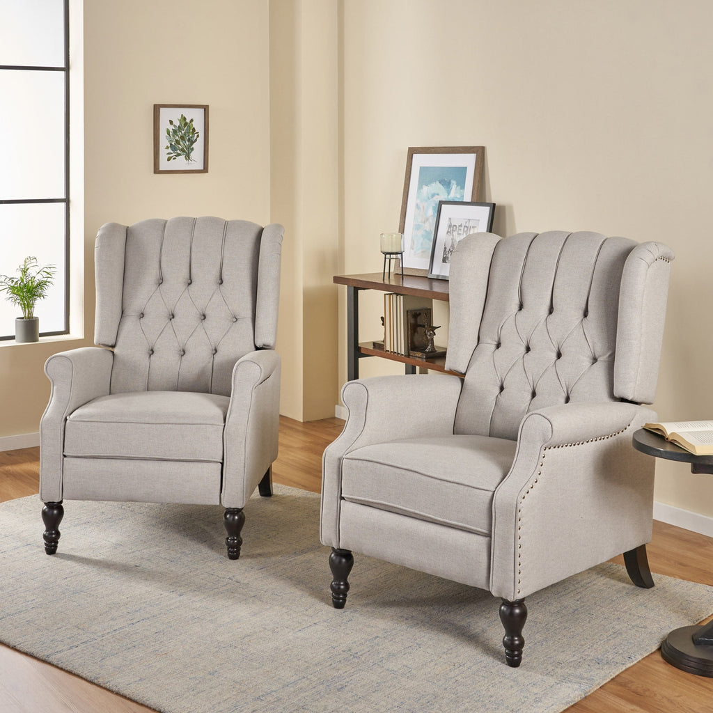 Walter Tufted Fabric Recliners (Set of 2) by Christopher Knight Home