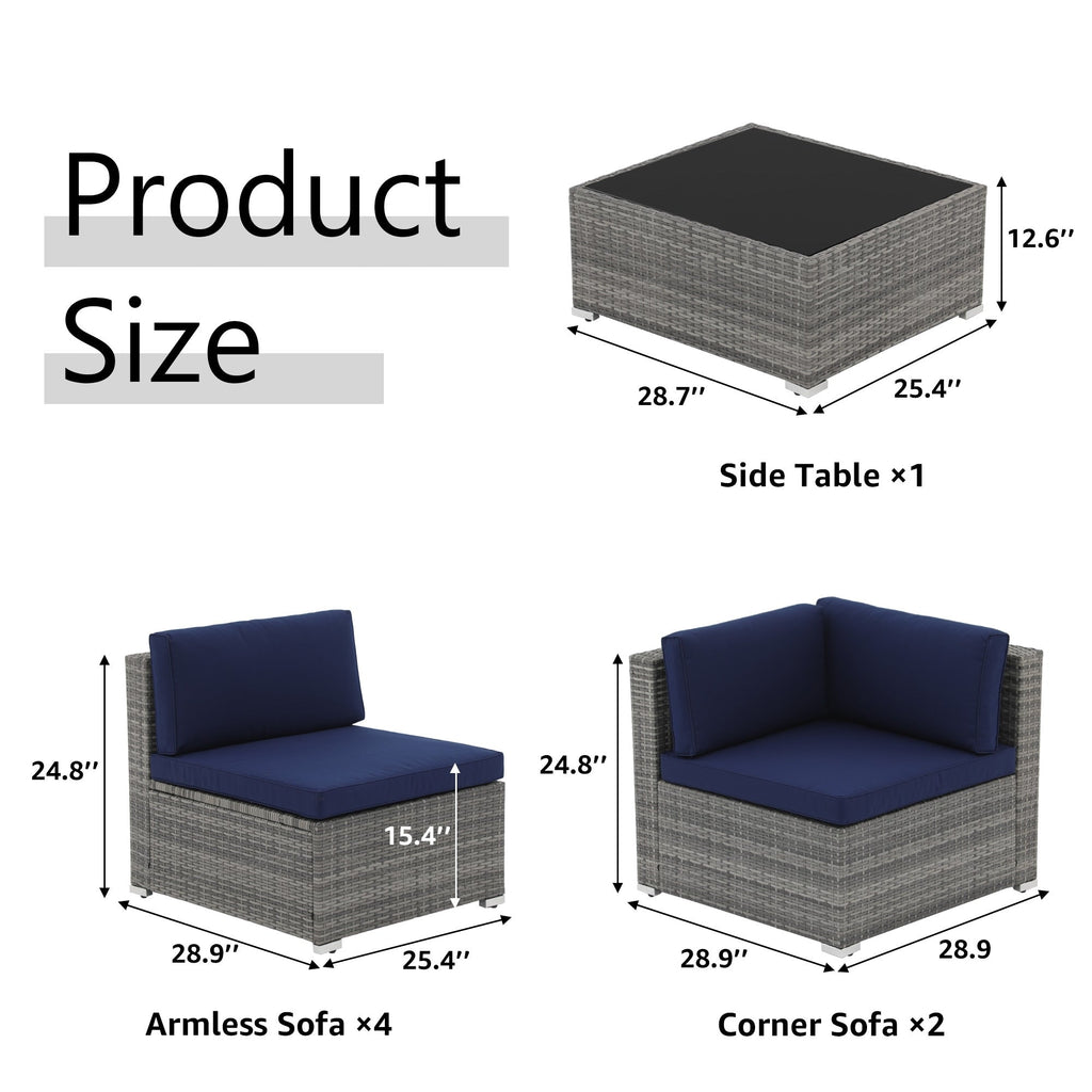 Wicker/ Steel 7-piece Outdoor Cushioned Sectional Sofa Set