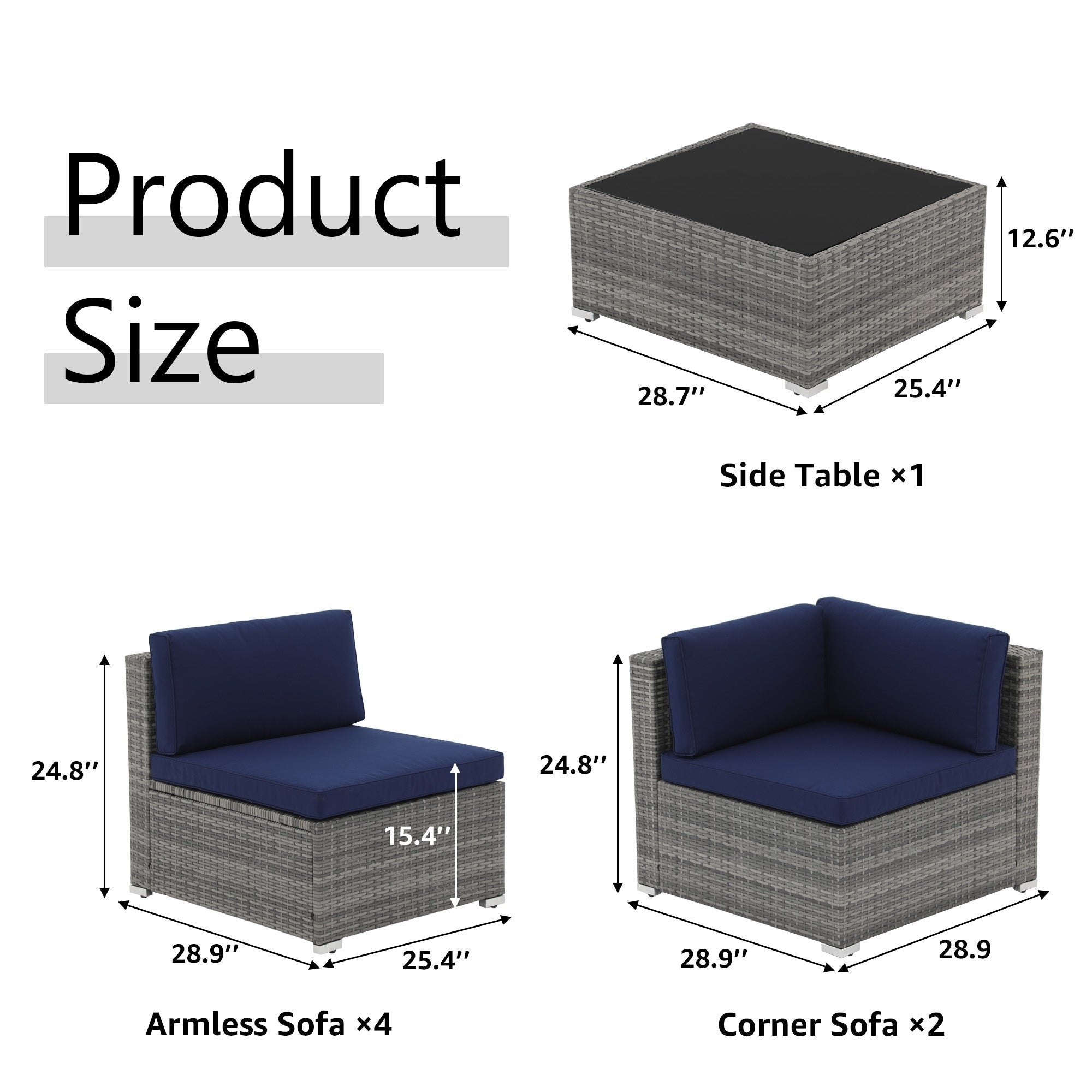 Wicker/ Steel 7-piece Outdoor Cushioned Sectional Sofa Set