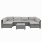 Wicker/ Steel 7-piece Outdoor Cushioned Sectional Sofa Set