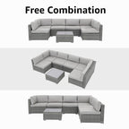 Wicker/ Steel 7-piece Outdoor Cushioned Sectional Sofa Set