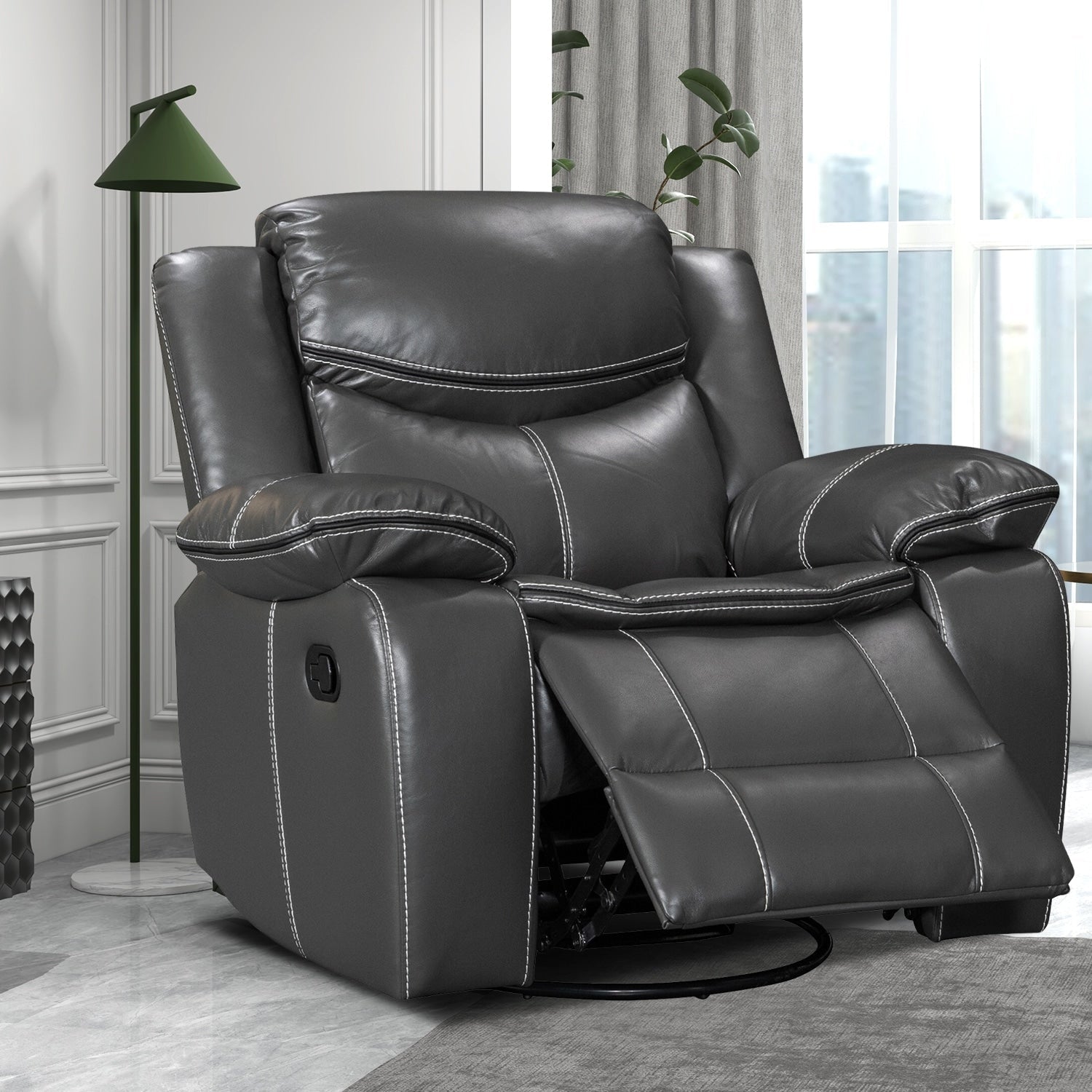 Wide Seat Durable Leather Massage and Heat Recliner