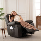 Wide Seat Durable Leather Massage and Heat Recliner