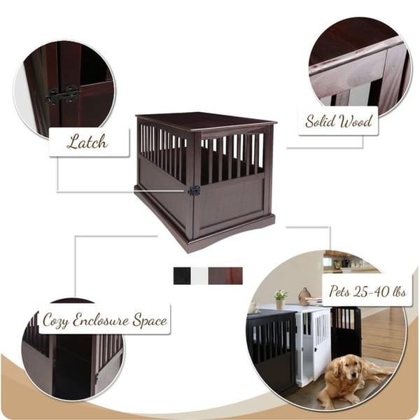 Wooden Pet Crate End Table with Lockable Door