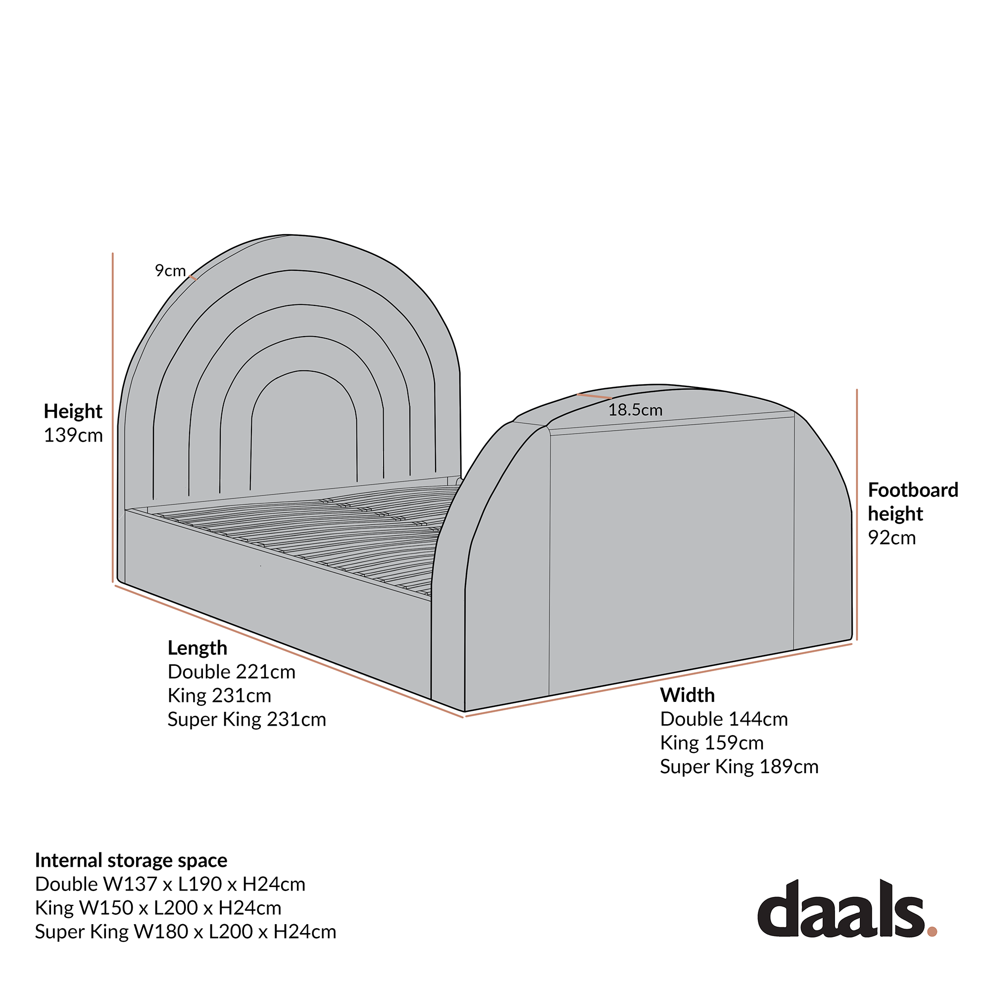 Archer White Boucle Ottoman TV Bed