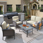 XIZZI 4-piece Outdoor Patio Furniture Conversation Set with Table