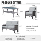 XIZZI 4-piece Outdoor Patio Furniture Conversation Set with Table