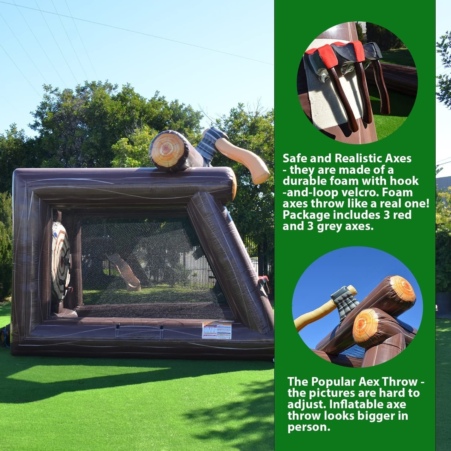 XJUMP Inflatable Axe Throwing Target Game with Air Blower and Foam Axes, Commercial Grade Rental, Lightweight, Outdoor Play