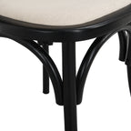 Anya Set of 2 Cane Rattan and Upholstered Dining Chairs, Black Colour