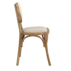 Anya Set of 2 Cane Rattan and Upholstered Dining Chairs, Natural Colour