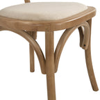 Anya Set of 2 Cane Rattan and Upholstered Dining Chairs, Natural Colour