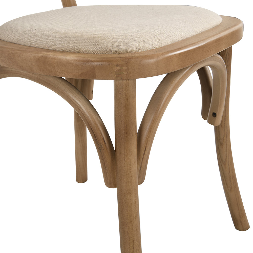 Anya Set of 2 Cane Rattan and Upholstered Dining Chairs, Natural Colour