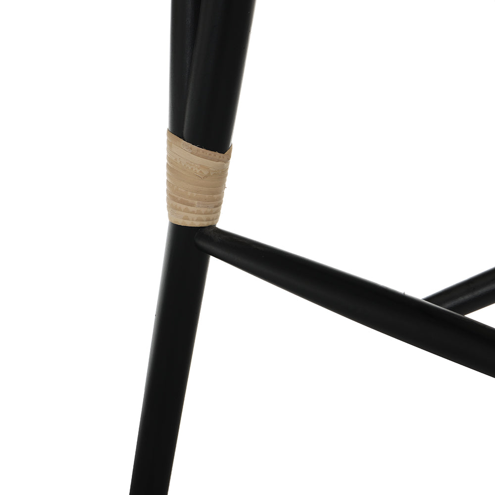 Anya+ Set of 2 Cane Rattan and Upholstered Dining Chairs, Black Colour