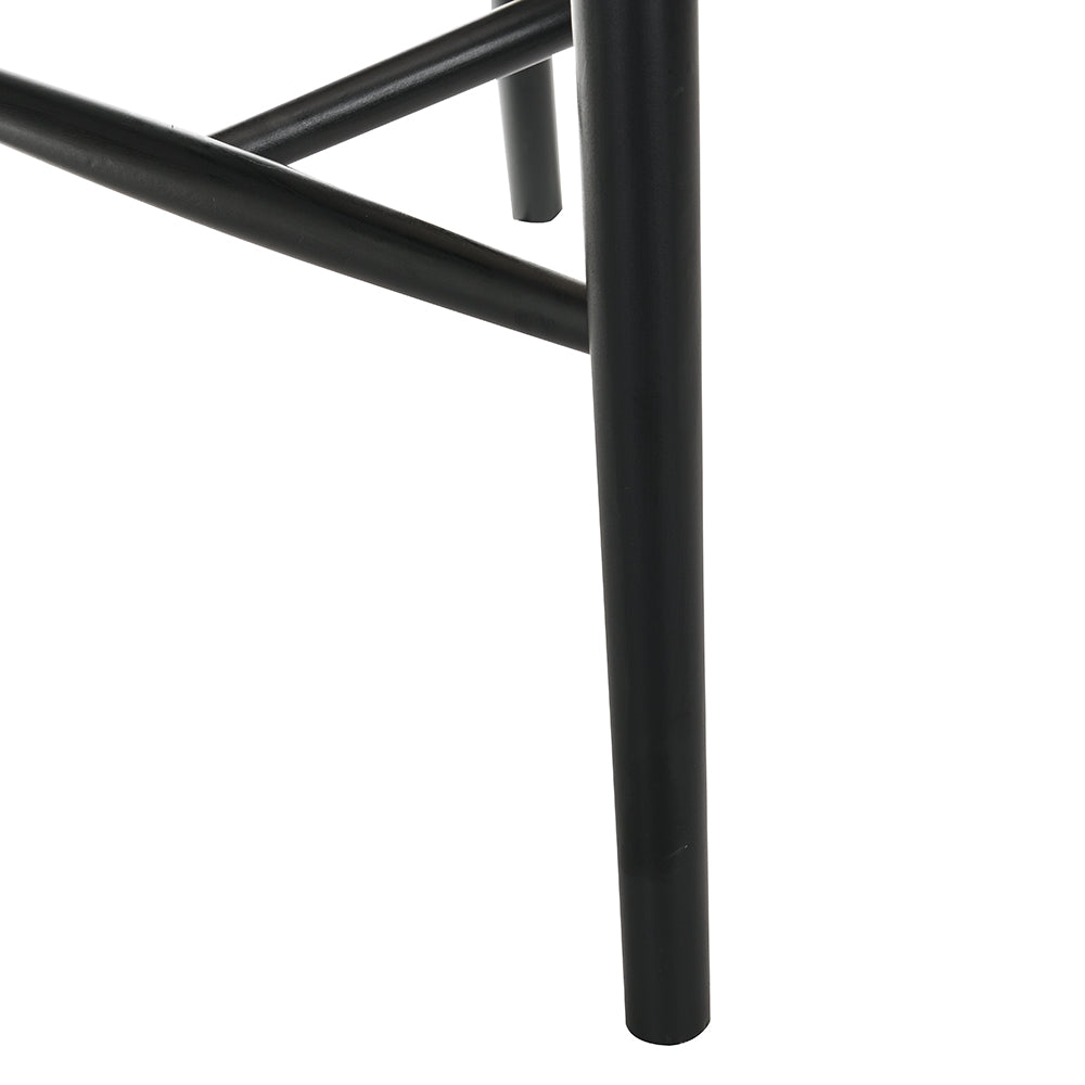 Anya+ Set of 2 Cane Rattan and Upholstered Dining Chairs, Black Colour