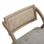 Bordon Natural Cane Rattan Folding Chair with Grey Upholstered Seat